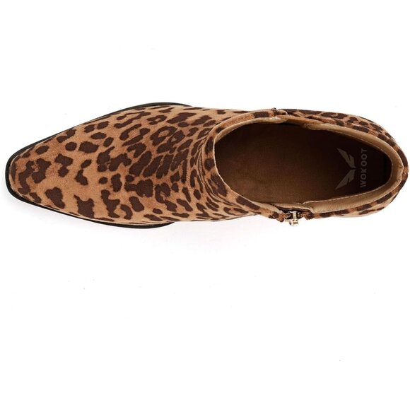 Women's Cheetah Cowgirl Embroidered Chunky Heel Fashion Snip Toe Casual Boots - Picture 5 of 5